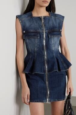 GIVENCHY Denim Peplum Mini Dress Size 36 |  4 XS Sleeveless Zip Front